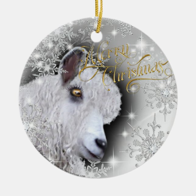 Christmas Goat BabyGirl ADD Ihr Foto Keramik Ornament (Vorne)