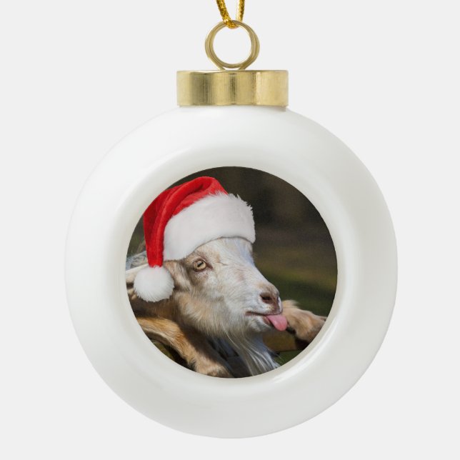 Christmas Goat Keramik Kugel-Ornament (Vorderseite)