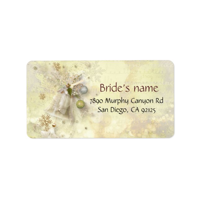 Christmas Gold Bell Address Label Adressaufkleber (Vorne)