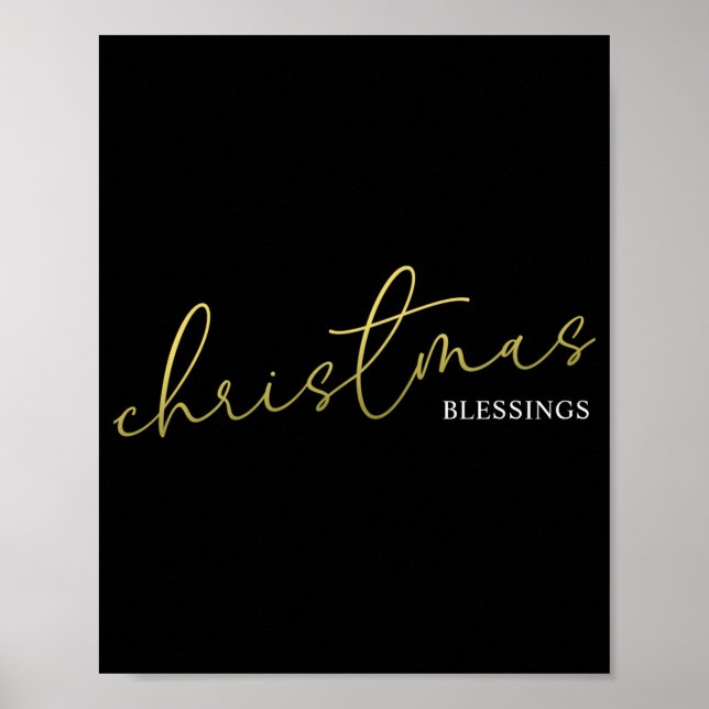 Christmas Gold Calligraphy Script Modern Blessings Poster (Vorne)