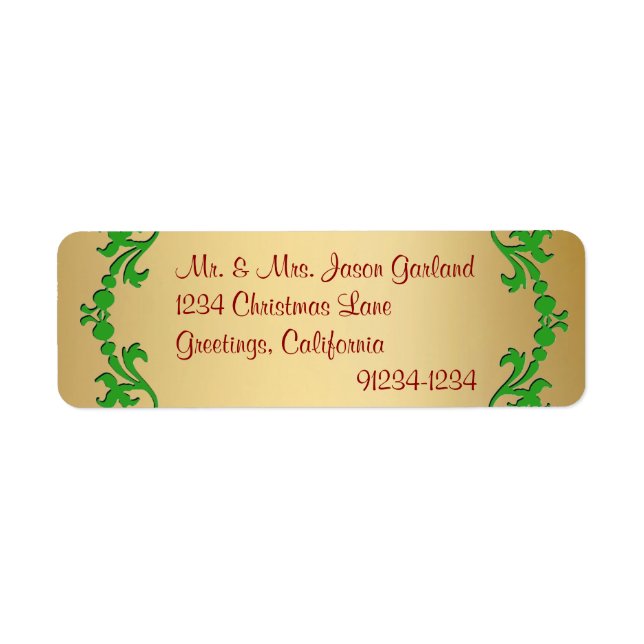 Christmas Gold Foil Look Rücksendeadressen-Aufkleb (Vorne)