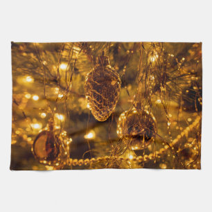 Christmas Gold Pine Cone Geschirrtuch