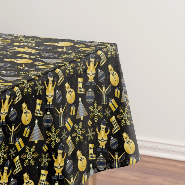 Christmas Gold Santa Snowman Strumpf Pattern Tischdecke (Beispiel)