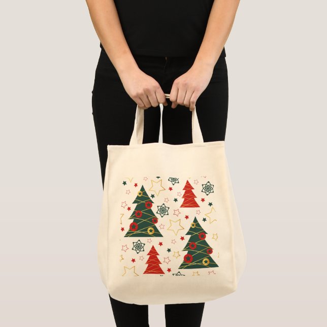 Christmas Gold Twinkle Starry Pines Tragetasche (Vorderseite (Produkt))