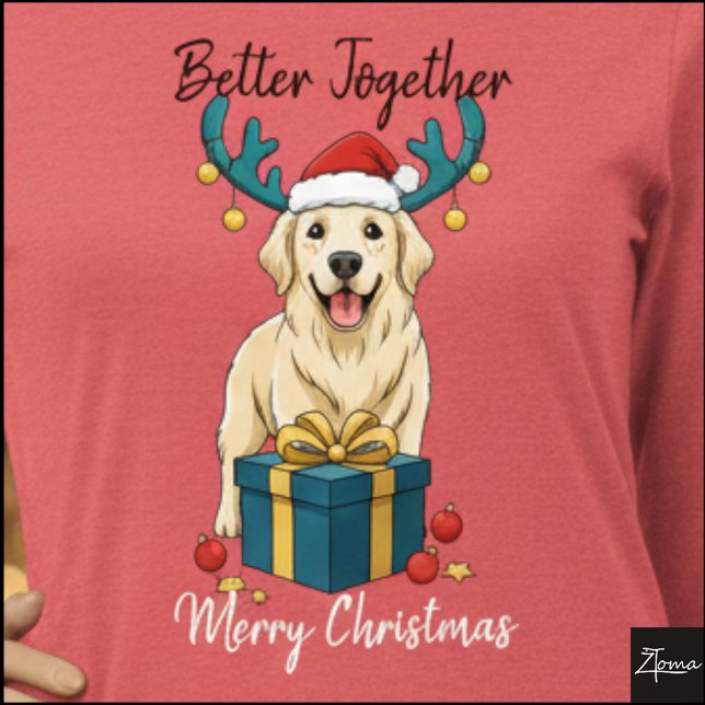 Christmas Golden Retriever Gift Graphic Reindeer Tri-Blend Shirt (Von Creator hochgeladen)