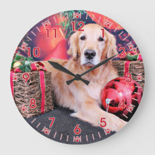 Christmas - Golden Retriever - Sky Große Wanduhr