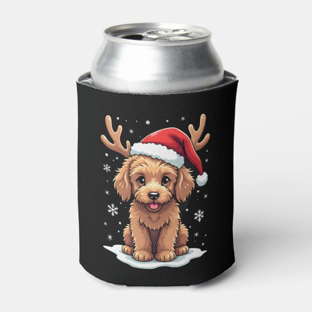 Christmas Goldendoodle Dog Reindeer Holiday Doodle Dosenkühler (Kanne Vorderseite)