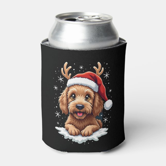 Christmas Goldendoodle Dog Reindeer Holiday Doodle Dosenkühler (Kanne Vorderseite)