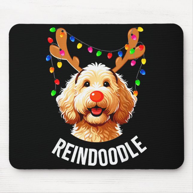 Christmas Goldendoodle Reindeer Doodle Dog Reindoo Mousepad (Vorne)