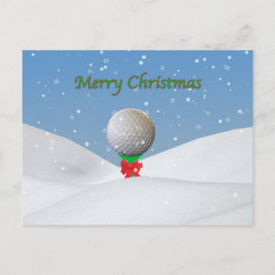 Christmas, Golf Ball in the Snow Feiertagspostkarte