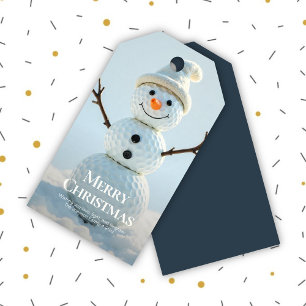 Christmas Golf Ball Snowman - Navy Blue Geschenkanhänger