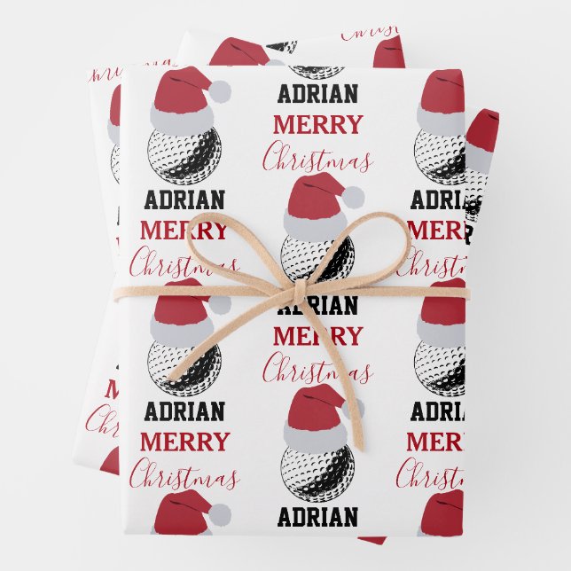 Christmas Golf Ball Sports Individuelle Name Geschenkpapier Set (Beispiel)