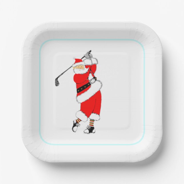 Christmas Golf Party Pappteller (Vorderseite)
