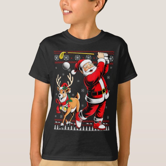 Christmas Golf Santa Golfer Christmas Pajama Reind T-Shirt (Vorderseite)