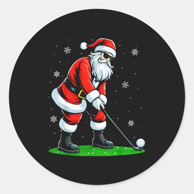 Christmas Golf Santa Golfer Xmas Funny Christmas G Runder Aufkleber (Vorderseite)