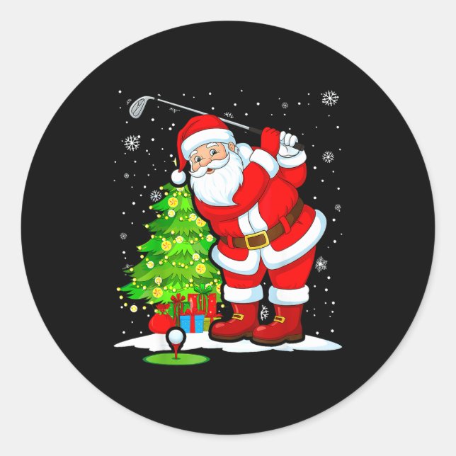 Christmas Golf Santa Golfer Xmas Funny Christmas G Runder Aufkleber (Vorderseite)