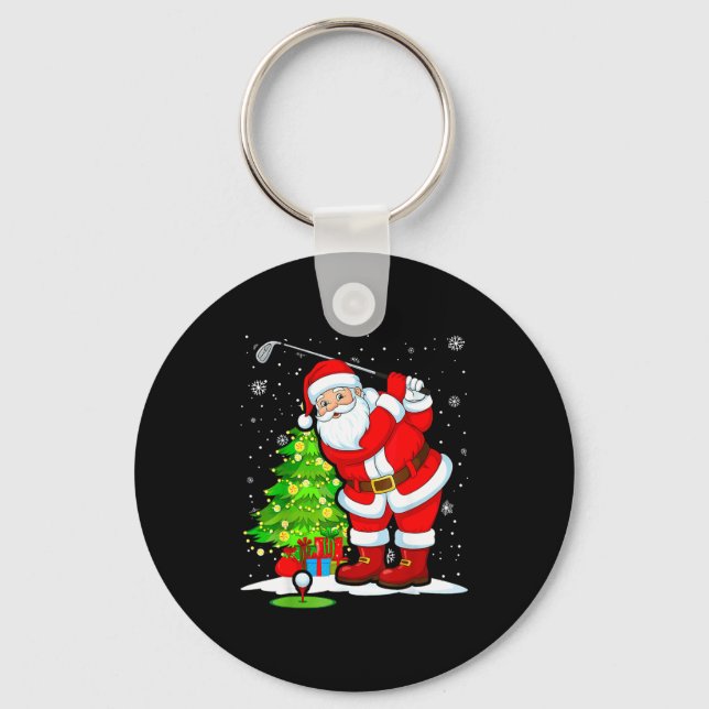 Christmas Golf Santa Golfer Xmas Funny Christmas G Schlüsselanhänger (Vorderseite)