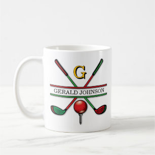 Christmas Golfer Monogram Design Kaffeetasse