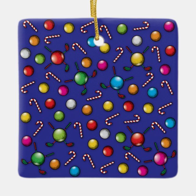 Christmas Golfer Monogram Design Keramikornament (Vorderseite)