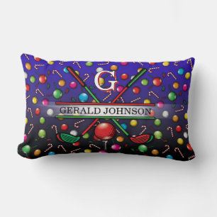 Christmas Golfer Monogram Design Lendenkissen
