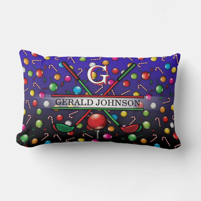 Christmas Golfer Monogram Design Lendenkissen (Vorderseite)