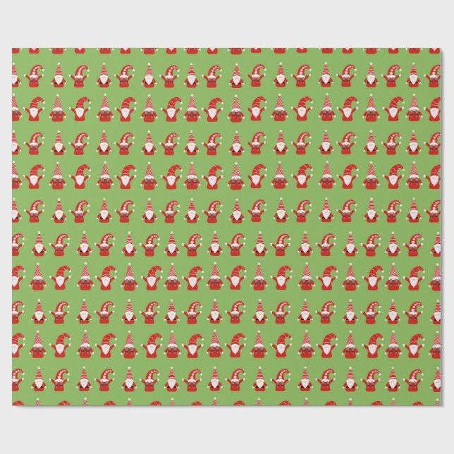 Christmas Gonk Green Wrapping Paper Geschenkpapier (Flach)