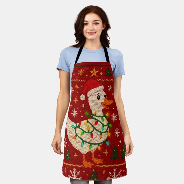 Christmas Goose Apron – Cute Holiday Goose  Schürze (Getragen)