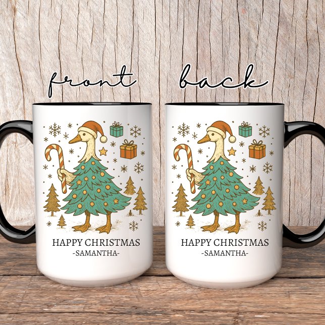 Christmas Goose Tree Coffee Mug Gift for Coworker Tasse (goose christmas tree mug, custom christmas mug, funny holiday mug, personalized christmas gift,)