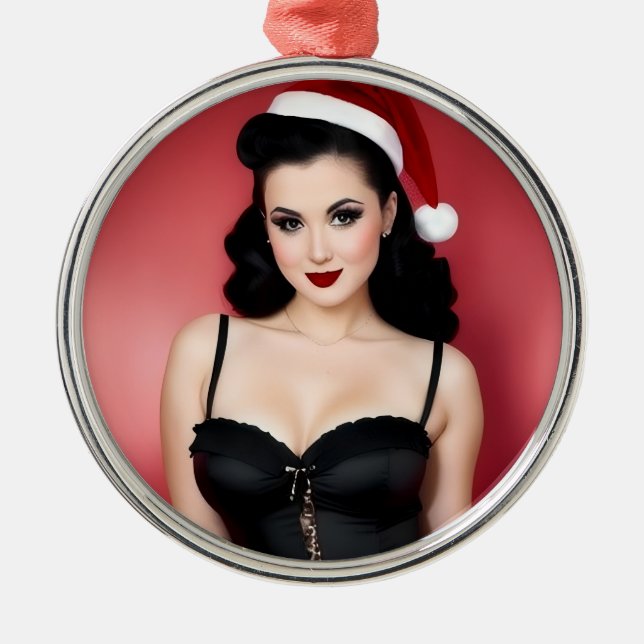 Christmas Goth Girl in Hat Holiday Ornament (Vorne)