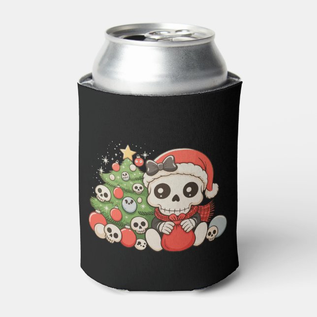 Christmas Gothic Cute Skeleton Skull Xmas Holiday Dosenkühler (Kanne Vorderseite)
