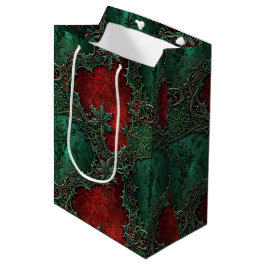 Christmas Gothic Grunge Red & Green Holly Mittlere Geschenktüte