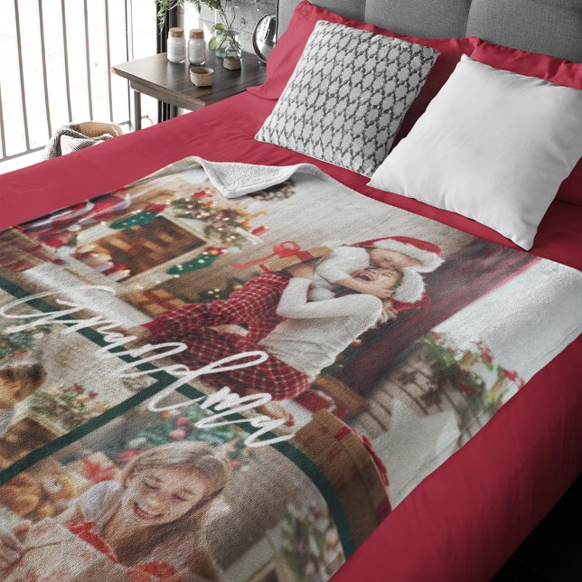 Christmas Gramdma Foto Collage Personalisiert Fleecedecke (Christmas Gramdma Photo Collage Personalized Fleece Blanket)