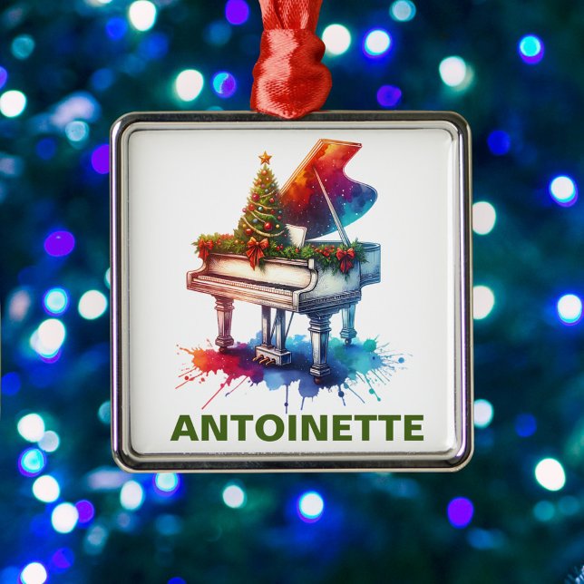 Christmas Grand Piano Custom Name Ornament Aus Metall (Von Creator hochgeladen)