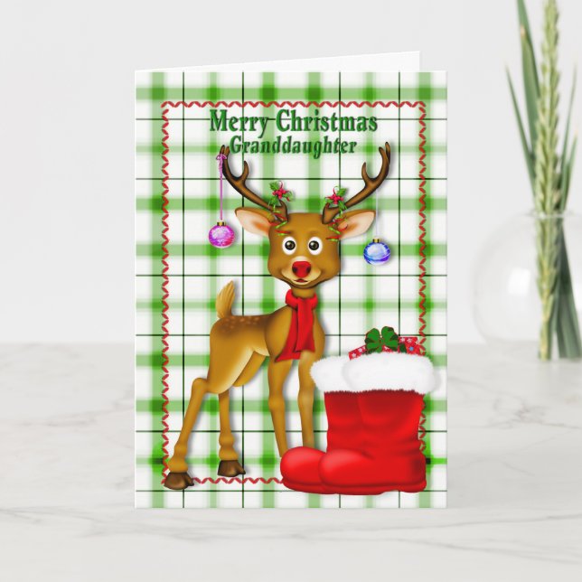 CHRISTMAS - GRANDAUGHTER - REINDET FEIERTAGSKARTE (Vorderseite)
