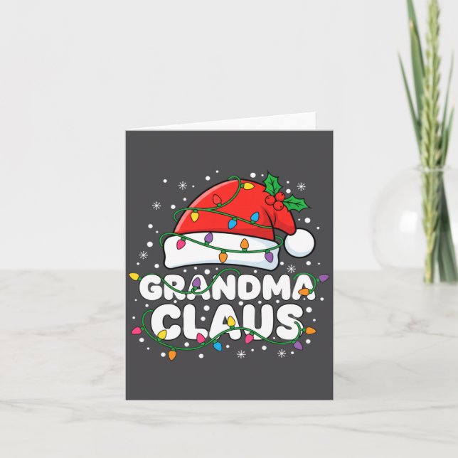 Christmas Grandma Claus Santa Hat Christmas Lights Karte (Vorderseite)