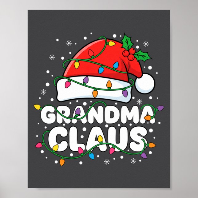 Christmas Grandma Claus Santa Hat Christmas Lights Poster (Vorne)
