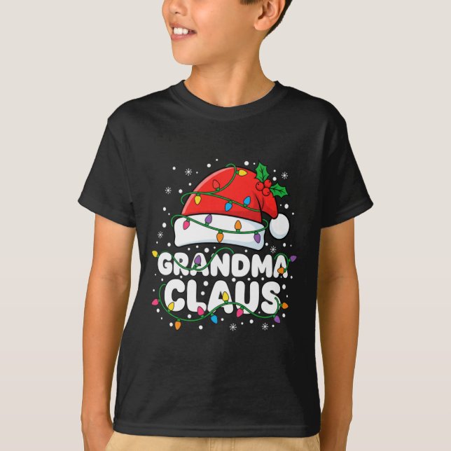 Christmas Grandma Claus Santa Hat Christmas Lights T-Shirt (Vorderseite)