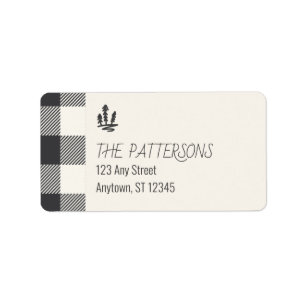 Christmas Gray Buffalo Karierte Rücksendeadresse Adressaufkleber