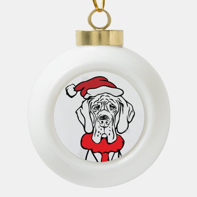 Christmas Great Dane Typ Keramik Kugel-Ornament (Vorderseite)
