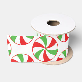 Christmas Green and Red Candy Cane Gift Ribbon Satinband