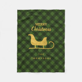 Christmas Green Black Buffalo Kariert Santa Sleigh Fleecedecke