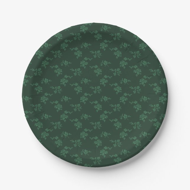 Christmas Green Floral Pappteller (Vorderseite)
