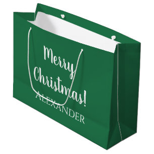 Christmas Green frohe Weihnachten Personalisiert Große Geschenktüte