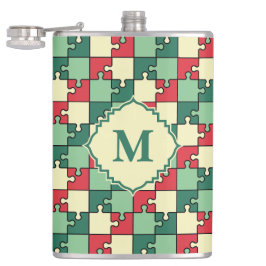 Christmas Green Geometry Puzzle Piece Muster Flachmann