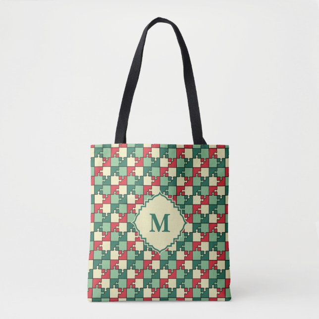 Christmas Green Geometry Puzzle Piece Muster Tasche (Vorderseite)