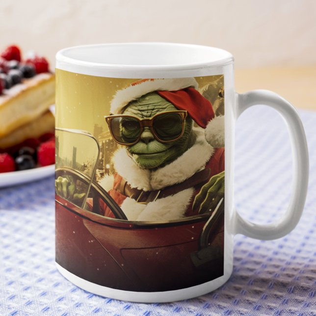Christmas Green Goblin #7, der ein rotes Sportauto Kaffeetasse (Christmas Grinch #7 driving a red sports car Coffee Mug
)