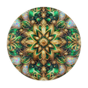 CHRISTMAS Green Gold Muster ~ Cutting Board Schneidebrett