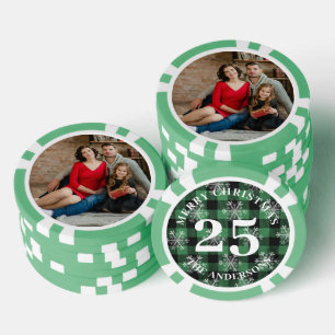 Christmas Green Kariert 25 Value Custom Foto Pokerchips