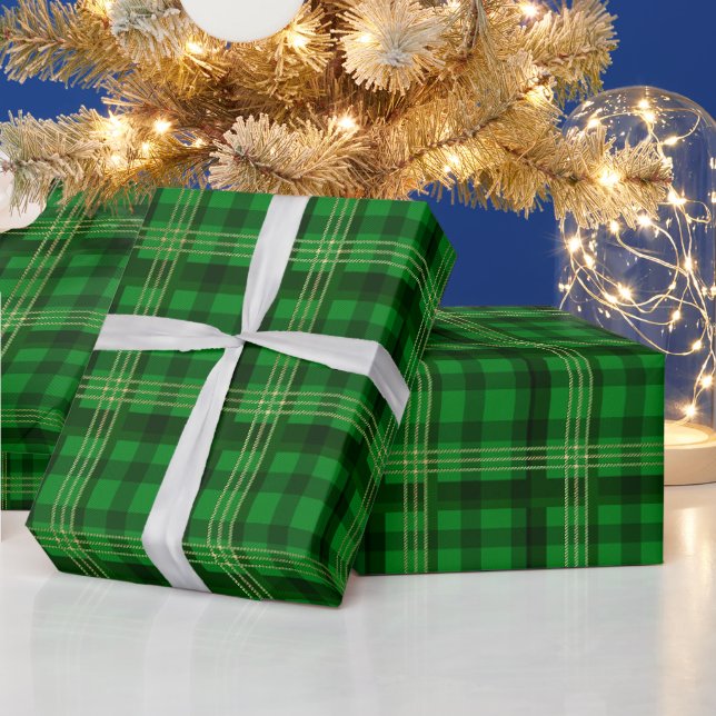 Christmas Green Kariert Geschenkpapier (Feiertage)