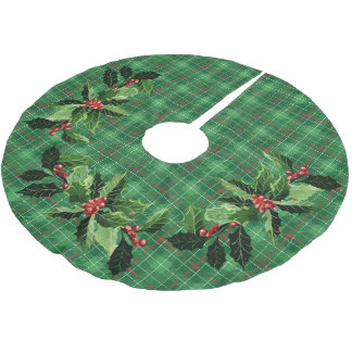 Christmas Green Kariert Polyester Weihnachtsbaumdecke